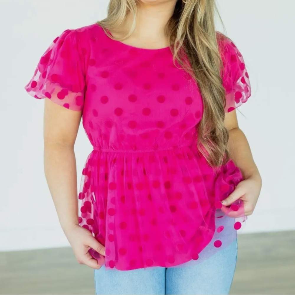 NWT Pink Polka Dot empire waist Top